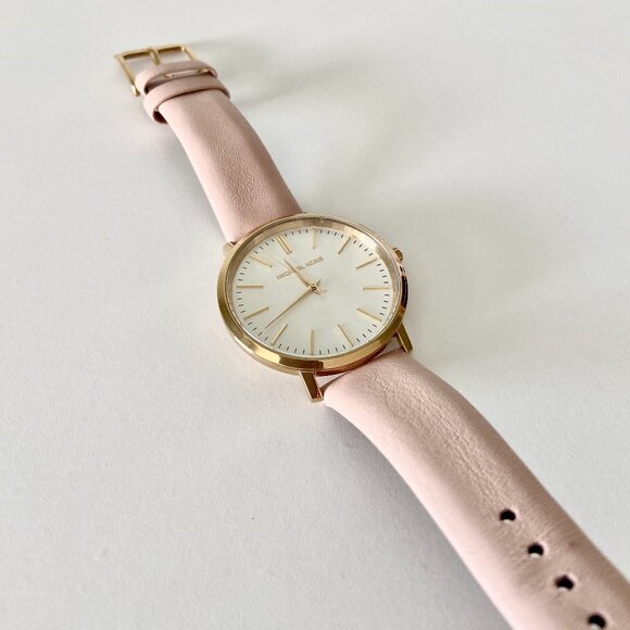 MICHAEL KORS Gold Tone and Pink Leather Watch - Picture 3 of 9